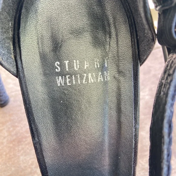 Rare! Stuart Weitzman Smooth + Woven Leather Stiletto Sandals Women's Size 9.5 - Picture 10 of 15